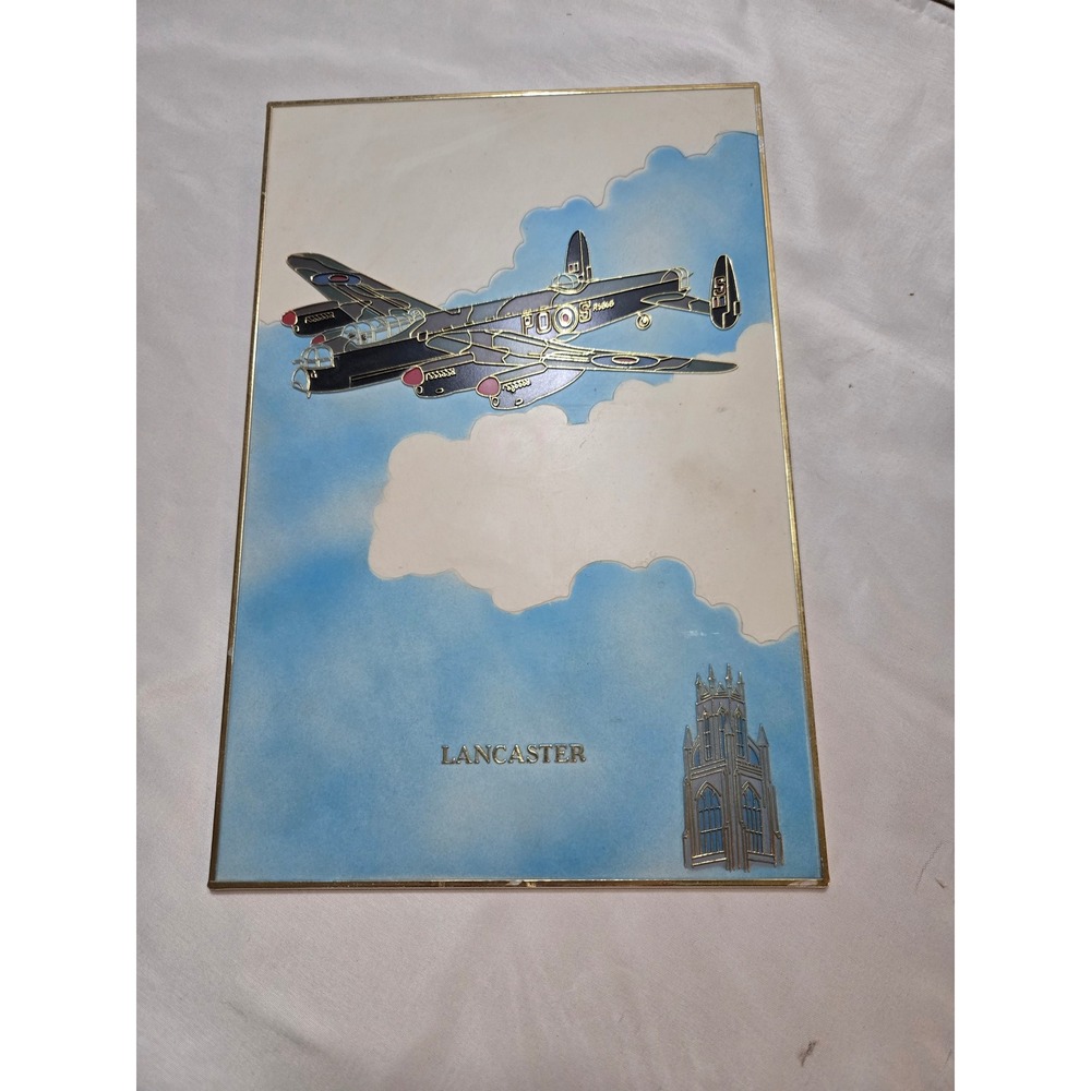 Vintage Avro Lancaster Bomber Airplane Wall Art Plaque Made  England WWII Decor